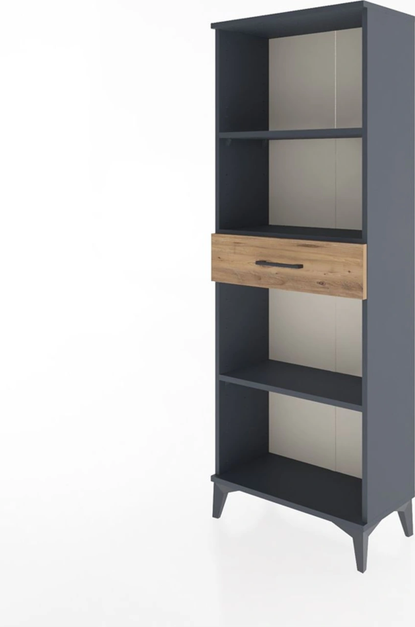 Arges Dolap 3 Raflı Tek Çekmeceli 60x30x163 Antrasit-çam Antrasit