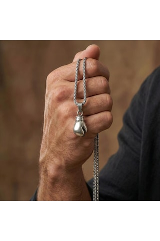 925 Ayar Gümüş Boks Eldiveni Kolye, Minimalist Boxing Glove Erkek Kolyesi, Sporcu Ve Boksörlere Özel Silver Kolye