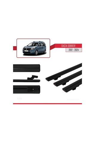 Dacia Dokker 2012 Ve Sonrası İle Uyumlu Basic Model Ara Atkı Tavan Barı Siyah 3 Adet