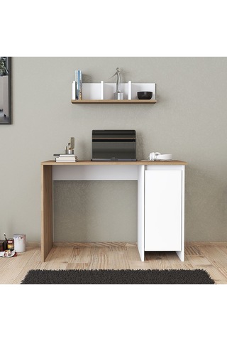 Umg Mobilya Ege Kulpsuz Çalışma Masası, Bilgisayar Masası Meşe - Beyaz