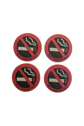4 Adet Fosforlu 5 Cm Yuvarlak  Ufak Sigara Içilmez Uyarı Etiketi