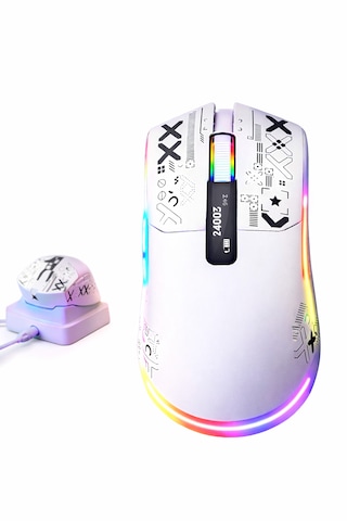 24000 Dpı Rgb Gaming Mouse Kablosuz + Bluetooth + Kablolu Lcd Ekranlı Şarj Standlı Profesyonel Oyuncu Mouse X-ks2n