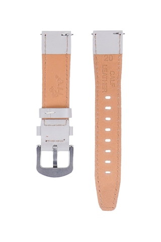 Fro Lw38-43 20 Mm Hakiki Deri Düz Krem Kordon Silver Toka