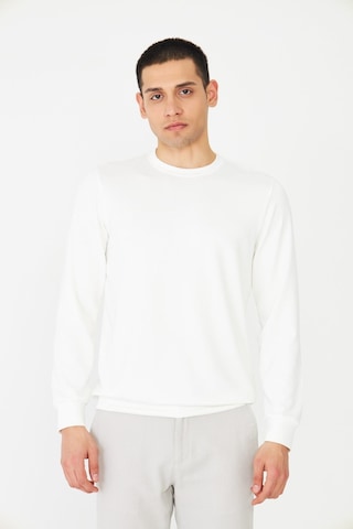 White Stone Beyaz Basic Bisiklet Yaka Erkek Sweatshirt Beyaz
