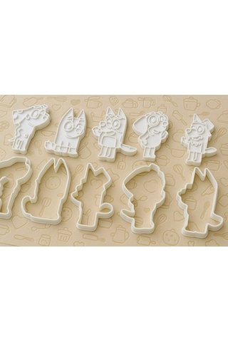 Bluey Temalı Kurabiye Kalıbı Seti - Sevimli Karakter Şekilli Kurabiye Fondan Kalıpları Beyaz