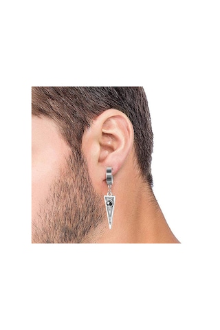 Sallantılı Üçgen Tek Erkek Küpe Çelik Takı Aksesuar W P24 T5 Çelik