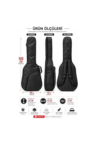 Kgc-40bk Siyah Klasik Gitar Softcase Kalın Pedli Suya Dayanıklı Gitar Kılıfı - 9010251816689