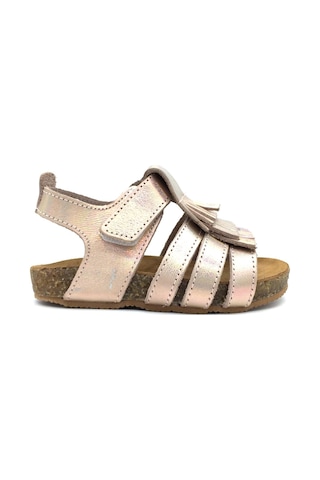 Püsküllü Mantar Taban Deri Sandalet Pudra Hologram Pudra