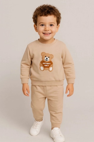 Çocuk Rahat Eşofman Takımı % 100 Pamuk Bej