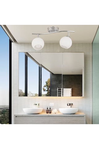 Riley 2Li Krom Spot Yuvarlak Camlı Mutfak- Banyo Avize