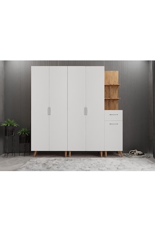 Begonya Portmanto Vestiyer Çam Beyaz -225 cm