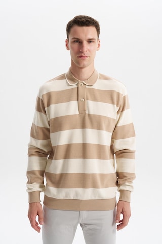 AR-MA Arma Erkek Ribanalı Regular Fit Çizgili %100 Pamuk Ringel Ottoman Kumaş Polo Yaka Düğmeli Sweatshirt K30554952602 Bej
