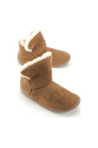 Gezer Kadın Kışlık İçi Peluşlu Rahat Taban Ev Bahçe Panduf Bot Koyu Kahve