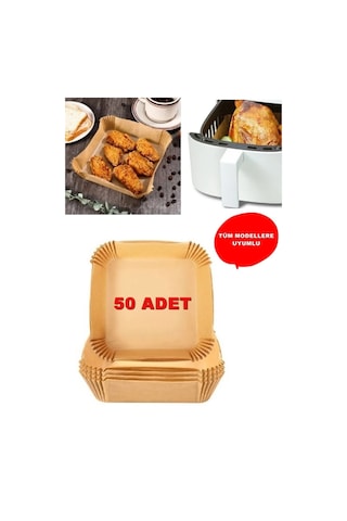 Xl / Xxl Airfryer Pişirme Kağıdı 50li Yağlı Kağıt Kraft Kare