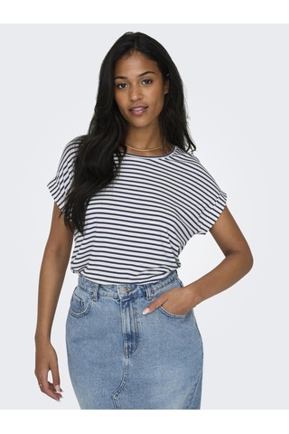 Only Onlmoster Strıpe S/s O-neck Top Jrs Noos Kadın Beyaz Bluz - 15206243 Beyaz
