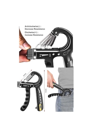 Sayaçlı 5-60 Kg Ayarlanabilir El Bilek Kas Güçlendirici Yay Siyah