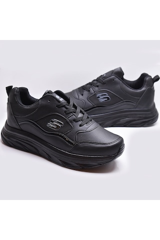 8888 Full Ortopedik Siyah Beyaz Yüksek Taban Kadın Spor Ayakkabı Suya Dayanıklı Siyah