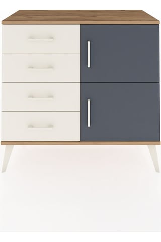 Hyperion Şifonyer Tek Raflı 4 Çekmeceli 2 Kapaklı 88x44x80 Çam-antrasit/aytaşı Antrasit/aytaşı