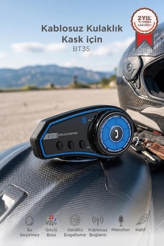 İtercom Motorsiklet Bluetooth Kask İnterkom Kulaklık Bt35 Siyah Yol Arkadaşı Ses Ünitesi