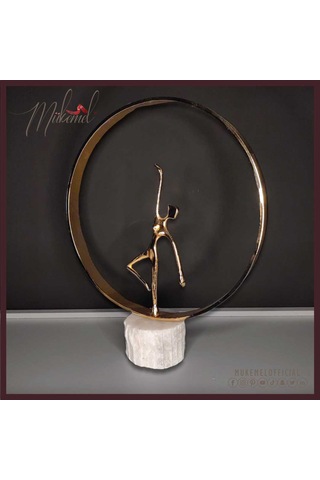 Zarif Altın Soyut Dans Eden Figür Heykeli Mermer Taban Üzerinde