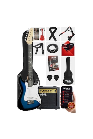 Midex Ceg-36bl 8-12 Yaş Çocuklar İçin Amfili Full 3/4 36 İnç Elektro Gitar Seti Blue