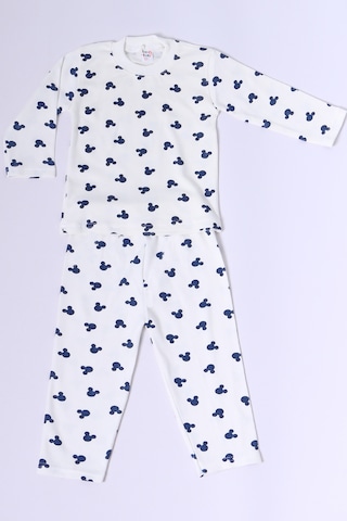 Hçm Bebek Pamuk Pijama Takımı Tenkli Baskılı Bisiklet Yaka A2 Lacivert