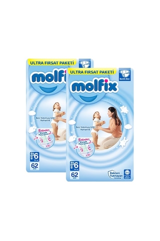 Molfix Bebek Bezi 6 Numara Xlarge Ultra Fırsat Paketi 2 x 62 Adet 2'li