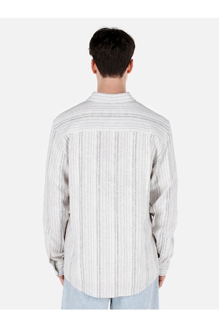 Colin's Colins Regular Fit Shirt Yaka Çizgi Desenli Ekru Erkek Uzun Kol Gömlek Cl1068825 Q1.v1 Ecr Ekru