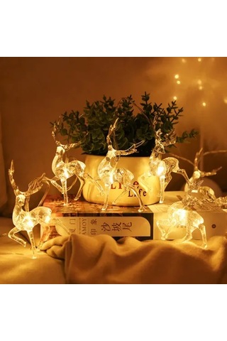 2m 10'lu Geyikli İp Led Işık Gün Işığı