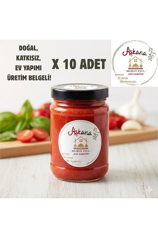 Şişe Domatesi- Doğal, Ev Yapımı, Katkısız, Üretim Belgeli, Domates Konservesi-600 Gr X 10 Adet