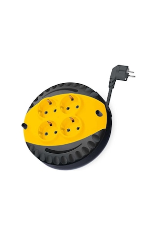 Sgs Saklı Kablolu Makaralı Uzatma Kablosu Siyah Cca 3x1.5 - 4 Priz - 5 Mt. 5 m
