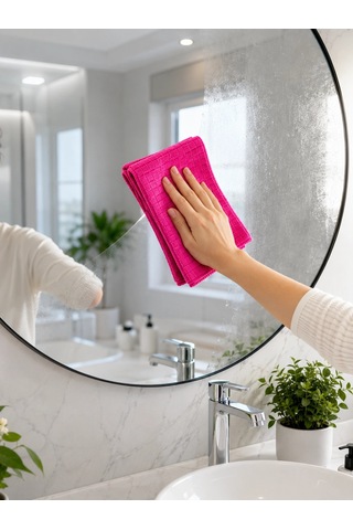 Çok Amaçlı Pembe Mikrofiber Bez Çizmeden Etkili Yüzey Temizliği Diğer