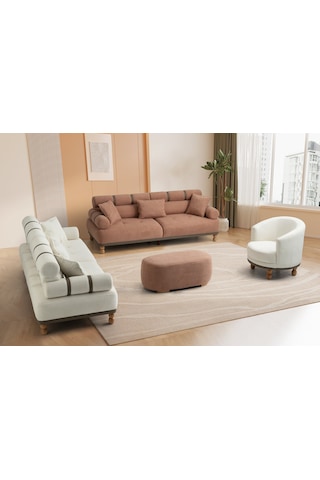 Dama Ahşap Ayaklı Beyaz Berjer Beyaz