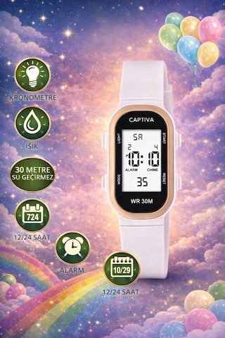 Captiva Digital 3 Atm Suya Dayanıklı Işık+alarm+kronometre+takvimli Çoçuk Kol Saati Cp.yn.26.m03 Siyah