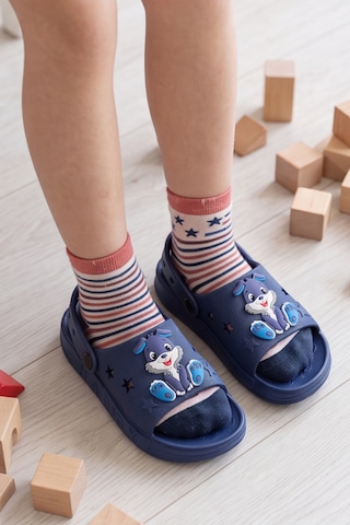 Hopkid - Sevimli Tavşan Figürlü Kız Erkek Çocuk Sandalet Terlik - Arkadan Bantlı, Kaymaz Tabanlı... Lacivert