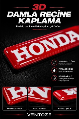 Honda Damla Etiket 3d Reçine Logo Sticker Oto Araç İçi Dekoratif Aksesuar 6x1,5 Cm