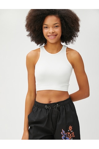 Koton Crop Atlet Fitilli Halter Yaka Kolsuz Ekru 3sal30056ık 3SAL30056IK010 Ekru