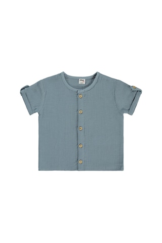 Civil Baby Müslin Kısa Kol 6-18 Ay Gömlek - Mavi 6-9 Ay Soft İndigo