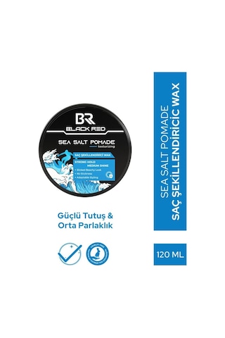 Black Red Sea Salt Pomade Saç Şekillendirici Parlak Doğal Görünüm Sert Wax 120 Ml