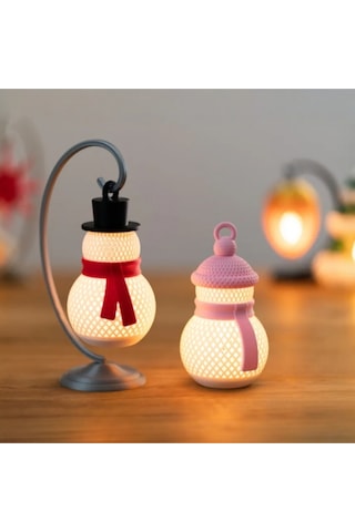 Yılbaşı Dekorasyonu: 3d Baskı Kardan Adam Led Tealight Seti Asılabilir & Masa Üstü
