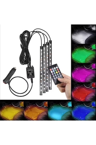 48 Led Araç İçi Ayak Altı Led Işık Kumandalı Müziğe Duyarlı Çakmaklık Girişli Çok Renkli Araç İçi Aydınlatma 1 Adet