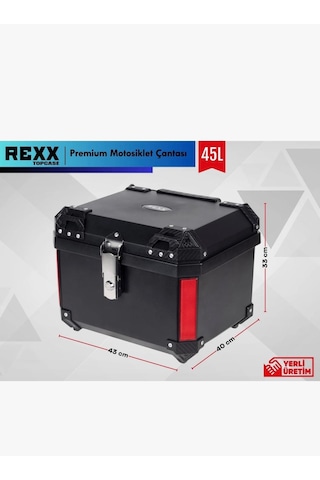 Rexx 45 Litre Motosiklet Arka Çanta Adventure Siyah