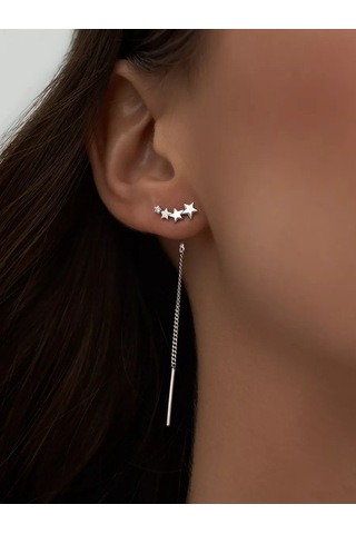 Marıola Uzun Zincirli Küpe 925 Ayar Gümüş Yıldızlar 165157468 Diğer