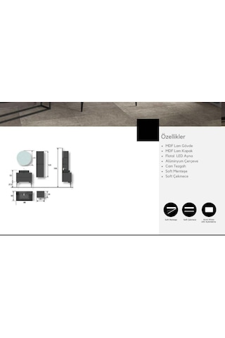 Evros Royal 80 Cm Banyo Dolabı Boy Dolabı Dahil Siyah