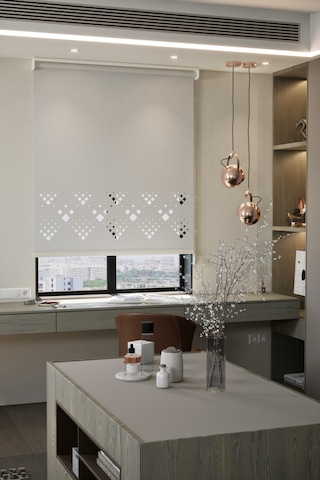 Lazer Kesim Mat Stor Perde, Lazer Kesimli Modern Serisi, M-5001 Beyaz Renk Beyaz Beyaz