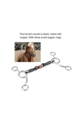 Xiyyadms Paslanmaz Çelik At Ağız Aleti, Bakır Taklı Üç Küçük Halka, Hafif Temas Ve Yön Gösterme, Yanal Desteği Sağlar, Oval Bağlantı, Palete Bası Yok - 135mm