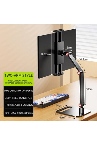 Padalink Siyah Üç Bölümlü 360 Derece Dönebilen, Ev Ofisi Ve Oyun İçin Uyumlu, Kolay Kurulumlu Taşınabilir Tablet Masaüstü Tutucu