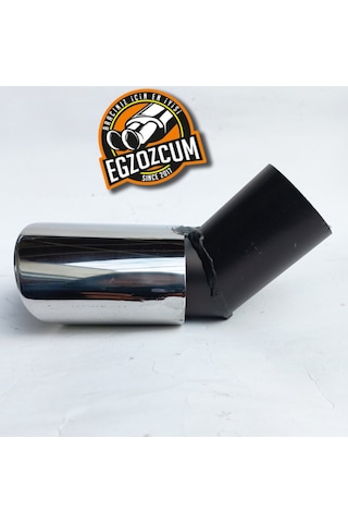 60 Mm. Dirsek Yassı Kesik Tekli Krom Egzoz Ucu Eksoz