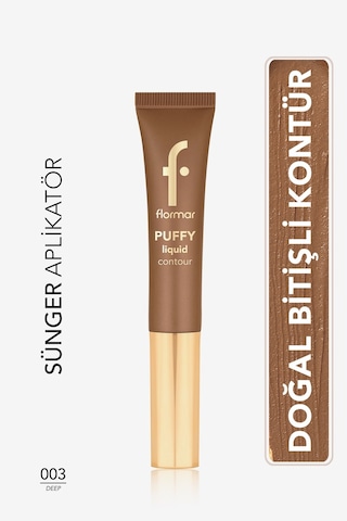Flormar Puffy Liquid Hafif Yapılı & Sünger Aplikatörlü Yoğunluğu Ayarlanabilir Likit Kontür 003 Deep