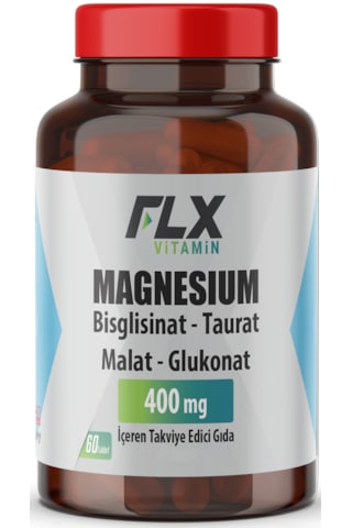 Flx Magnezyum Bisglisinat Malat Taurat Glukonat 400 Mg 60 Tablet